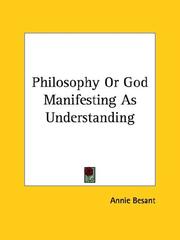 Cover of: Philosophy Or God Manifesting As Understanding