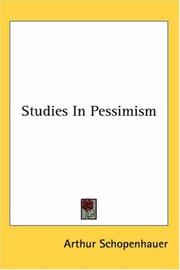 Cover of: Studies in Pessimism by Arthur Schopenhauer