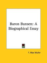 Cover of: Baron Bunsen: A Biographical Essay
