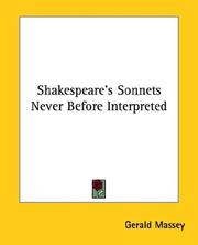 Cover of: Shakespeare's Sonnets Never Before Interpreted