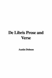 Cover of: De Libris Prose and Verse