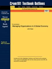 Cover of: Managing Organizations In A Global Economy