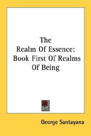Cover of: The Realm Of Essence: Book First Of Realms Of Being