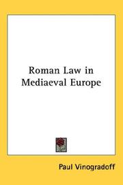 Cover of: Roman Law in Mediaeval Europe by Paul Vinogradoff