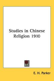 Cover of: Studies in Chinese Religion 1910