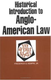 Cover of: Historical introduction to Anglo-American law in a nutshell by Frederick G. Kempin