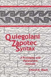Cover of: Quiegolani Zapotec Syntax by Cheryl A. Black