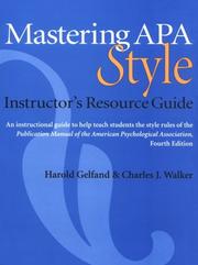 Cover of: Mastering APA style: instructor's resource guide