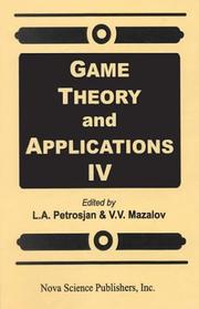 Cover of: Game Theory and Applications IV (Game Theory & Applications)