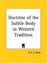 Cover of: Doctrine of the Subtle Body in Western Tradition by G. R. S. Mead