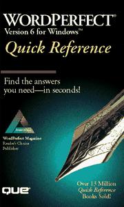 Cover of: WordPerfect 6 for Windows quick reference