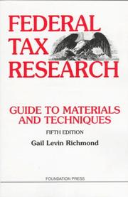 Cover of: Federal tax research: guide to materials and techniques