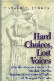 Cover of: Hard Choices, Lost Voices by Donald P. Judges