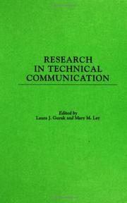 Cover of: Research in Technical Communication: