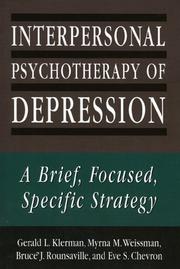 Interpersonal psychotherapy of depression