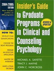 Cover of: Insider's Guide to Graduate Programs in Clinical and Counseling Psychology: 2004/2005 Edition (Insider's Guide to Graduate Programs in Clinical Psychology)