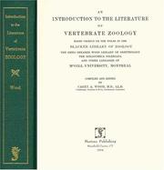 Cover of: introduction to the literature of vertebrate zoology