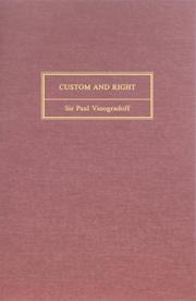 Cover of: Custom and right