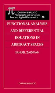 Cover of: Functional analysis and differential equations in abstract spaces