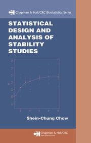 Cover of: Statistical Design and  Analysis of Stability Studies (Chapman & Hall/Crc Biostatistics Series)