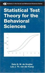 Statistical test theory for the behavioral sciences