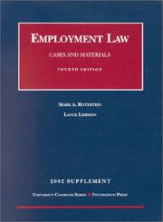 Cover of: Employment Law: Cases and Materials : 2002 Supplement