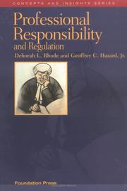 Cover of: Rhode and Hazard's Professional Responsibility and Regulation (Concepts and Insights) (Concepts & Insights)