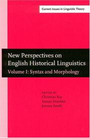 Cover of: New Perspectives On English Historical Linguistics:  Selected Papers From 12 ICEHL,  Glasgow, 21-26 August 2002: Syntax and Morphology (Amsterdam Studies ... IV: Current Issues in Linguistic Theory)