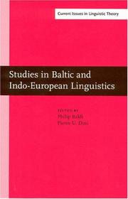 Cover of: Studies in Baltic and Indo-European linguistics: in honor of William R. Schmalstieg