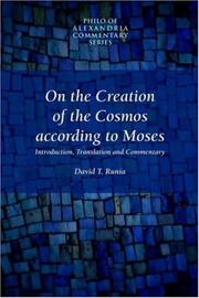 Cover of: On the creation of the cosmos according to Moses