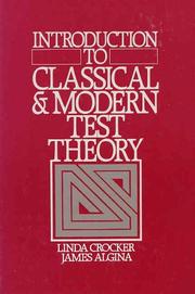 Cover of: Introduction to classical and modern test theory by Linda M. Crocker