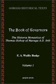 Cover of: The Book of Governors: The Historia Monastica of Thomas Bishop of Marga