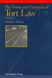 Cover of: The Forms and Functions of Tort Law, 3d (Concepts and Insights)