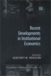 Cover of: Recent developments in institutional economics
