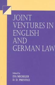 Joint ventures in English and German law : papers presented to the first Oxford Anglo-German Law Conference, Autumn 1999