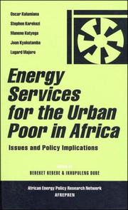 Energy services for the urban poor in Africa : issues and policy implications