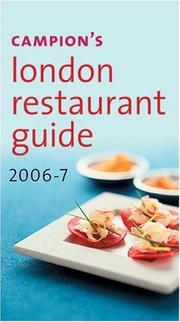 Cover of: Campion's London Restaurant Guide 2006-7