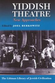 Cover of: Yiddish Theatre: New Approaches
