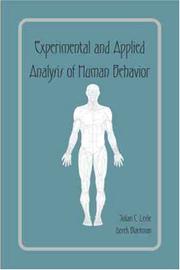 Cover of: Experimental and applied analysis of human behavior
