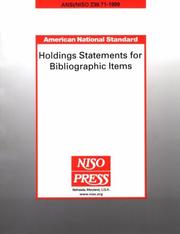 Cover of: Holdings statements for bibliographic items by National Information Standards Organization (U.S.)