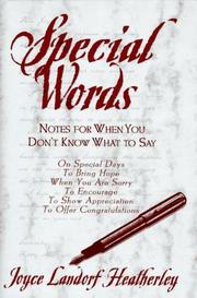 Cover of: Special words: notes for when you don't know what to say