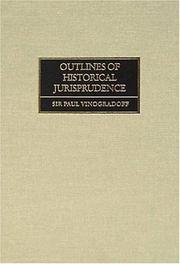 Cover of: Outlines of Historical Jurisprudence