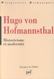 Cover of: Hugo von Hofmannsthal: historicisme et modernité