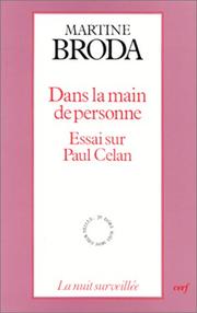 Cover of: Dans la main de personne: essai sur Paul Celan