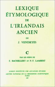 Cover of: Lexique étymologique de l'irlandais ancien.