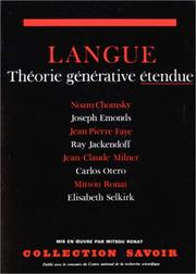 Cover of: Langue: théorie générative étendue
