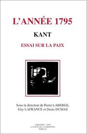 Cover of: L' Année 1795: Kant, essai sur la paix