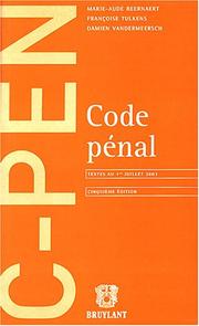 Cover of: Code pénal: textes au 1er juillet 2003