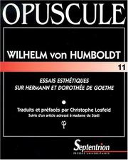 Cover of: Essais esthétiques sur Hermann et Dorothée de Goethe by Wilhelm von Humboldt