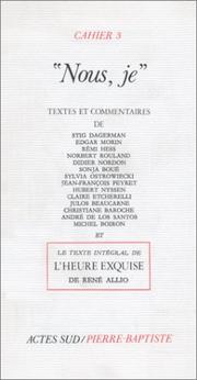 Cover of: Nous, je
